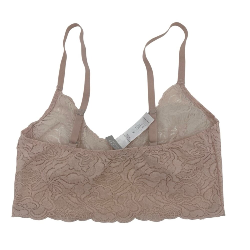 Hanro Size Small Lace Bralette Bra in Soft Pink Sheer US 6/8 - Picture 2 of 6